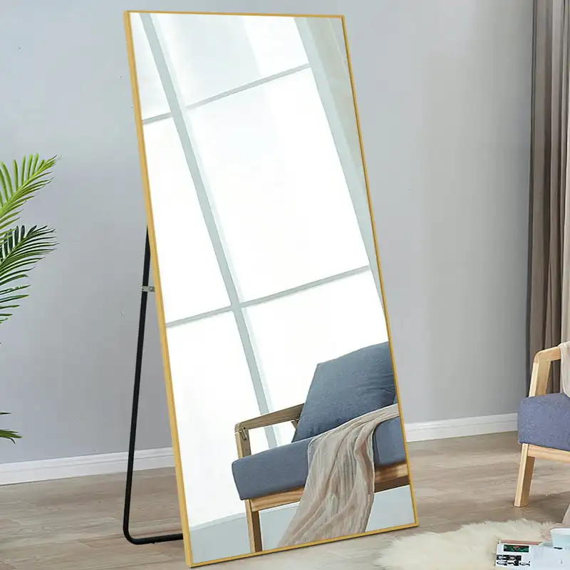 

Зеркало в рамке из алюминиевого сплава, прямоугольное, золотистое, 28 дюймов