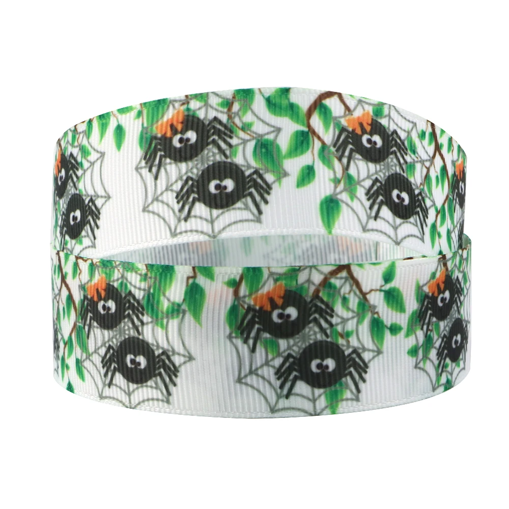 Ленты в рубчик с принтом ужасов на Хэллоуин для украшения свадебной вечеринки 5