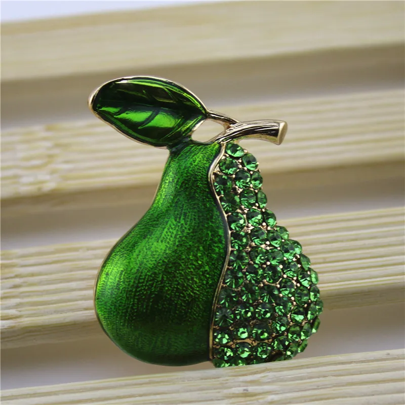 

High-end Exquisite Green Dripping Pear Brooch Inlaid with Rhinestones Coat Overcoat Clothing Accessories Corsage