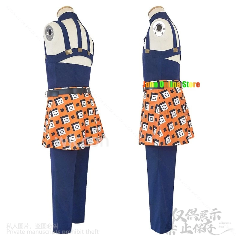 Аниме Jooj Adventuree Косплей Костюм Ghirga Narancia Топ Брюки Фартук Полный комплект Костюмы
