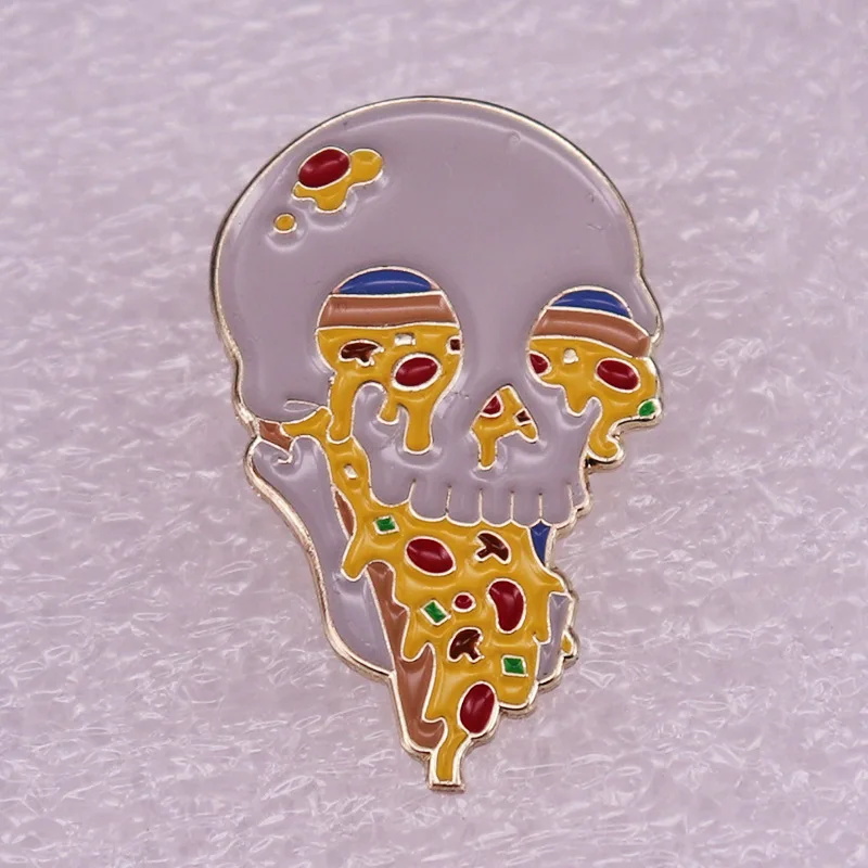 

Skull and Pizza Mix and Match Jewelry Gift Pin Wrap Fashionable Creative Cartoon Brooch Lovely Enamel Badge Clothing Accessories