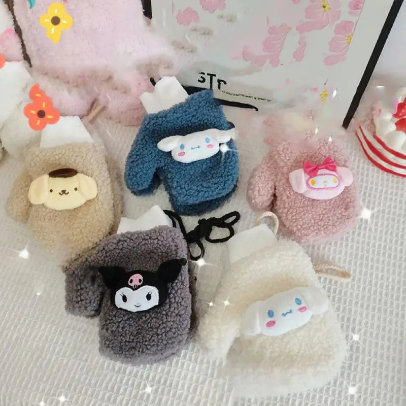 

Kawaii Sanrio Cartoon Winter Plush Gloves Cute My Melody Cinnamoroll Warm and Cold Proof Gloves Creative Birthday Gifts