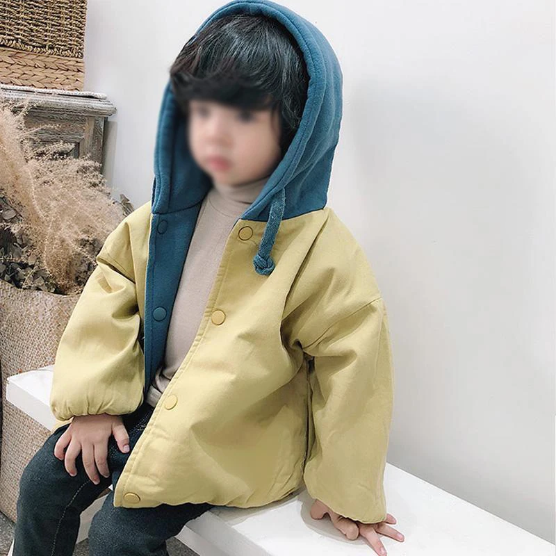 

Boys' Coat Spring and Autumn New Solid Color Reversible Casual Simple Comfortable Children's Hooded Jacket