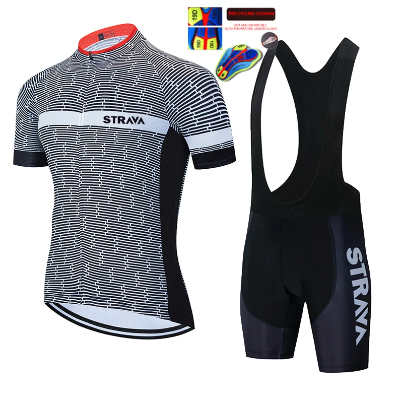 

STRAVA 2022 Short Sleeve Cycling Set Man Pro Cycling Jersey Set Summer Breathable Quick Dry Bike Clothing Maillot Ropa Ciclismo
