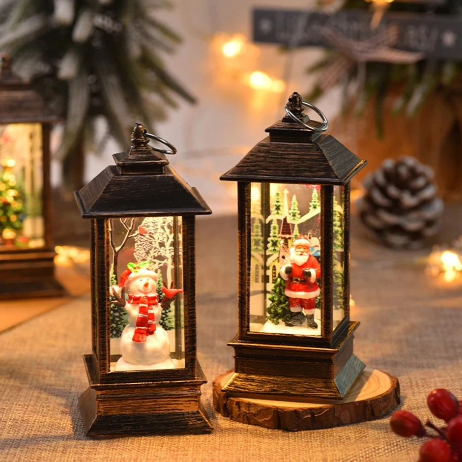 

Christmas Lantern Light Retro Small Wind Lamp Xmas Decorations For Home Navidad Christmas Tree Ornaments Gifts New Year 2023