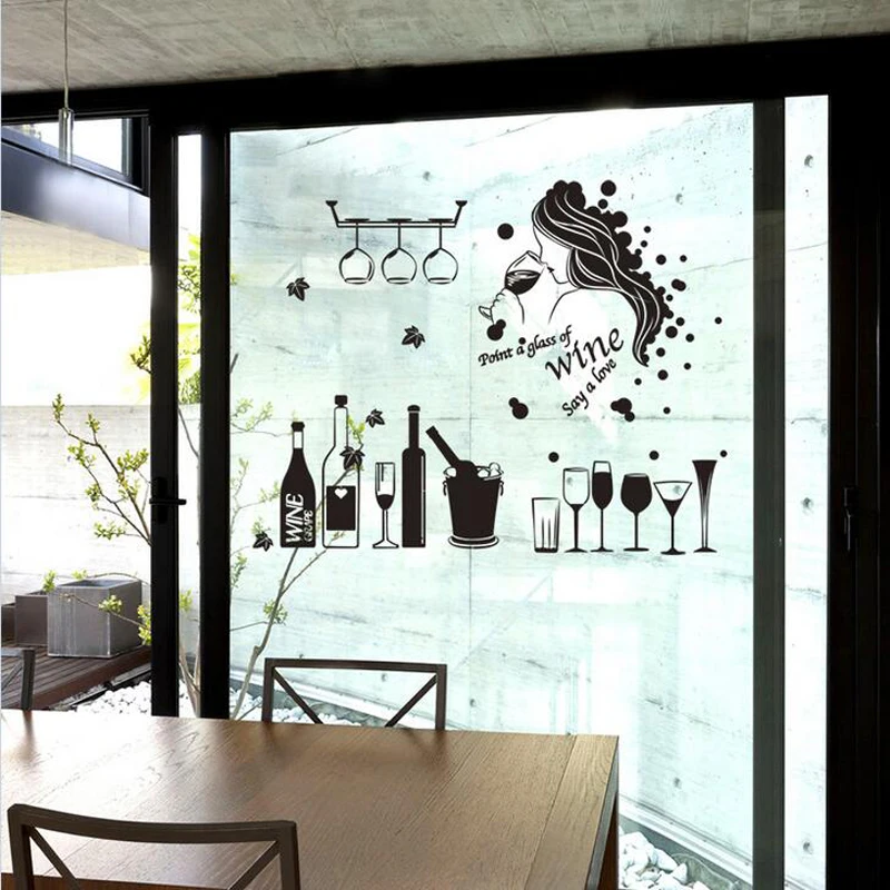 

Personality Slogan Wine Red Wine Wall Sticker Western Restaurant Kitchen Living Room Decoration Vinyl Decal Sexy Lady Art Mural