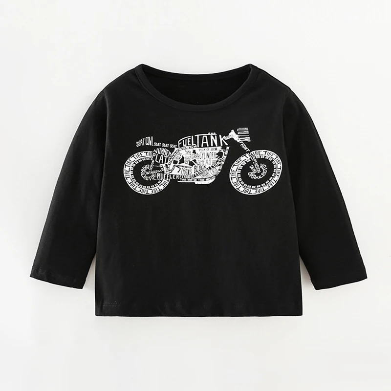 T Shirt Boy Clothing Long Sleeve Black Motor Spring Autumn Casual Tee Tops  For Baby Toddlers