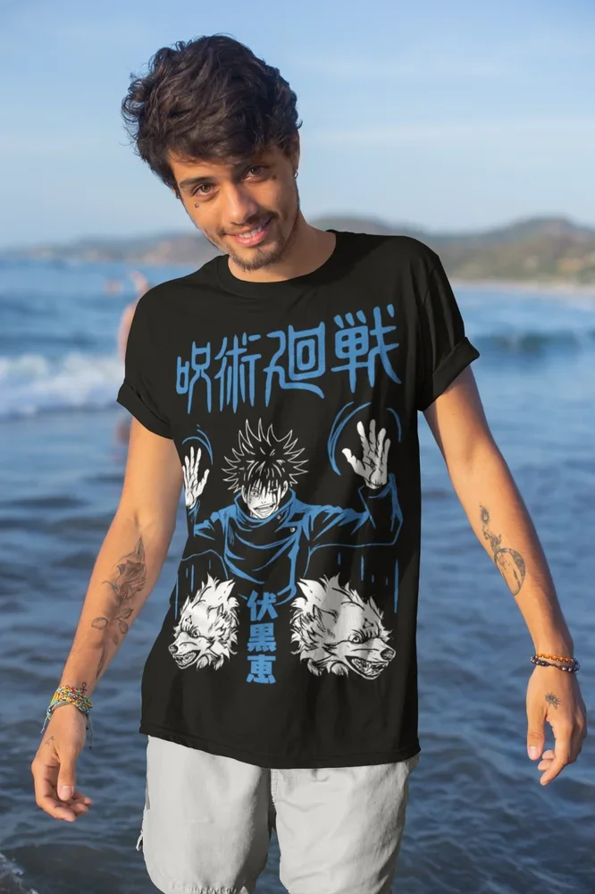 Футболка Megumi Fushiguro мягкая футболка с изображением диких собак Сатору Шинигами