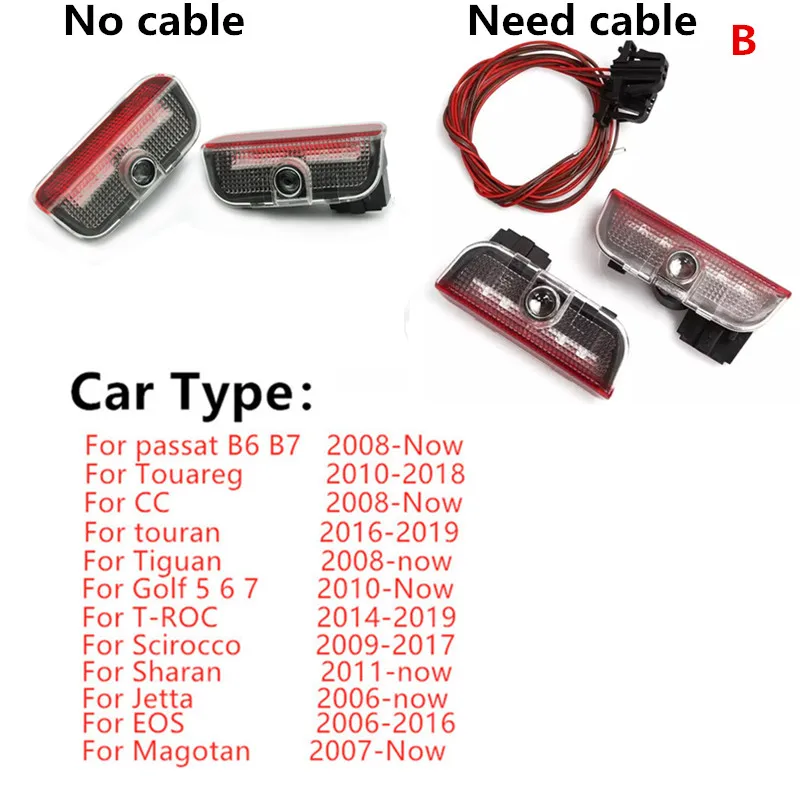 

2X For VW Passat B6 B7 B8 B9 CC Golf 5 6 7 Touareg Tiguan Sharan Jetta MK5 MK6 MK7 LED Car Door Logo Projector Light Accessories