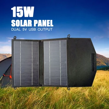 15W 5V USB Solar Panel Cell Plate Bag Charger Portable Waterproof For Hiking Camping Outdoor Tourism Mobile Phone Power Bank