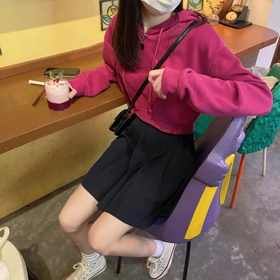 

Retro jacket women's long ball autumn and winter new style loose and thin long-sleeved casual jacket with hood