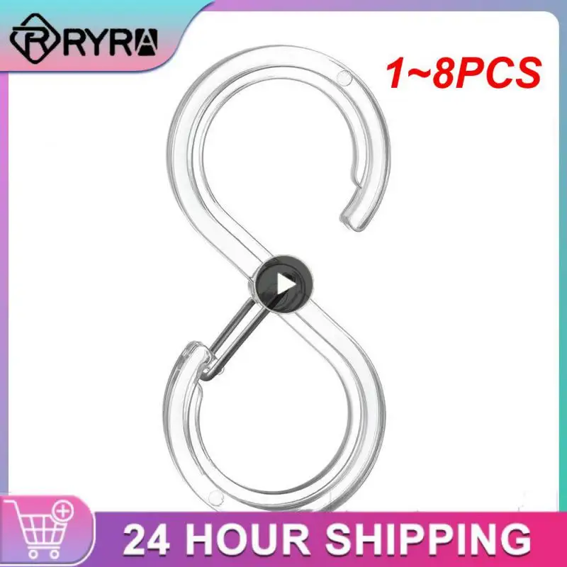 

1~8PCS S-shaped Plastic Hook Multifunctional Transparent Durable Windproof Lock Spring Buckle Hanging Storing Tools Home