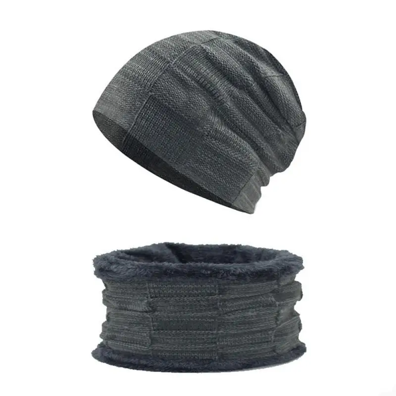 

Мужской вязаный комплект из шапки и шарфа, 5 цветов