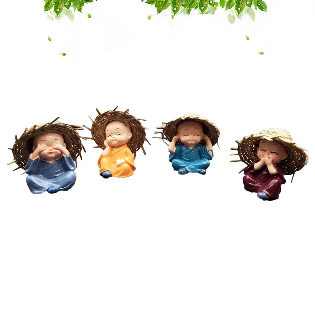 

Pack of 4 Hat Monk Desktop Decorations for Living Room Restaurant Office Home Car
