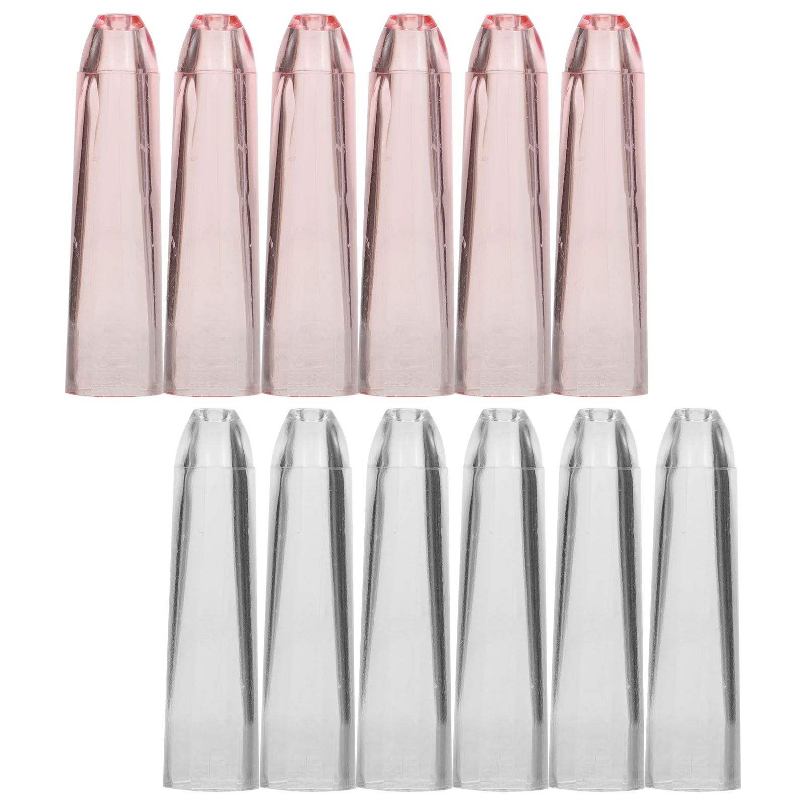 

12pcs Transparent Caps Plastic Protective Lids Students Stationery