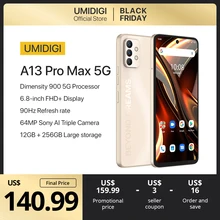 UMIDIGI A13 Pro Max 5G Smartphone,12GB RAM 256GB ROM, Dimensity 900, 90Hz, 6.8'' FHD+, 64MP Triple Camera