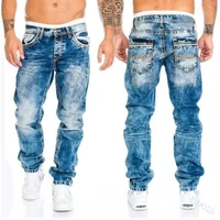 jeans new snowflake jeans casual topstitched embroidered trousers straight hip hop denim mens pants