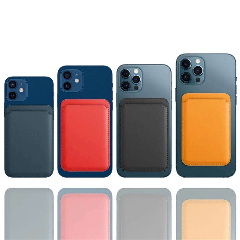 

Macsafe magnetic leather wallet pouch id credit card holder bag case for iphone 12 13 11 pro max mini mac safe magnet back cover