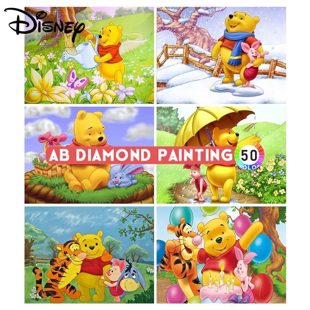 

Алмазная 5D картина «сделай сам» Disney, вышивка Винни-Пух, бриллиантовая мозаика, ручная работа, хобби