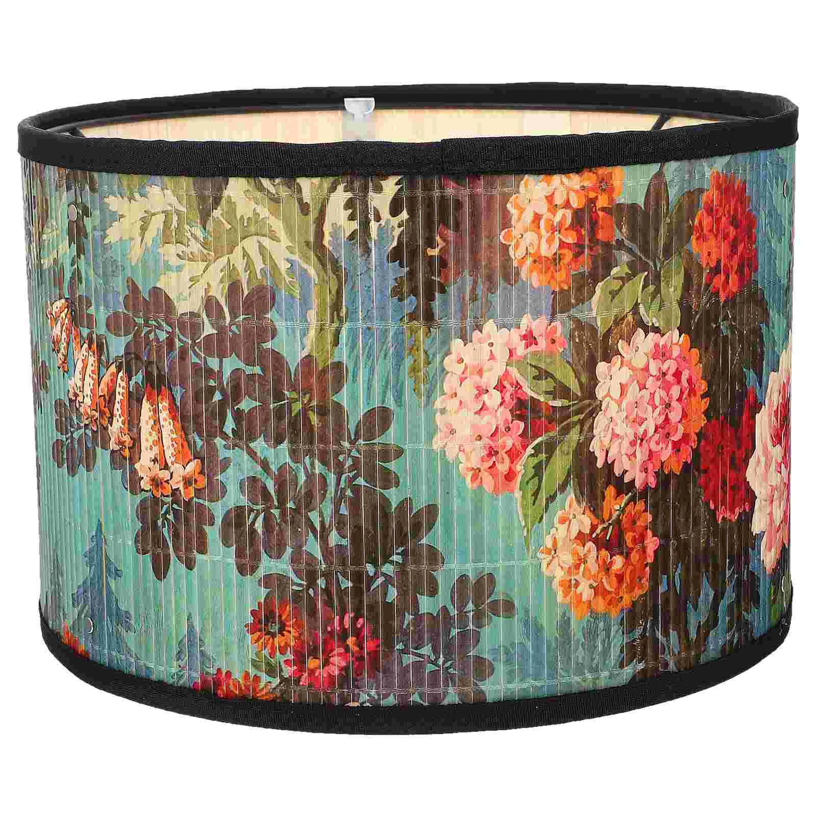 

Lampshade Flowery Pattern Cover Accessories Household Accessory Bamboo Practical