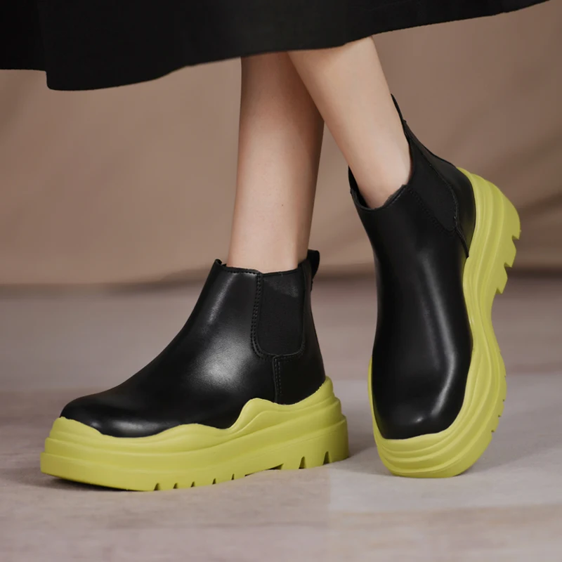 

2022 Autumn Women Ankle Boots PU Women Shoes Chelsea Boot Female Platform Slip on Short Boot Fashion Shoes Women's Boots