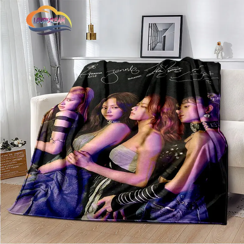 

Одеяло Kpop, черное, розовое одеяло с принтом, 블핑flannel Фланелевое теплое одеяло s lisa, мягкое одеяло для дивана, одеяло для девушек в подарок