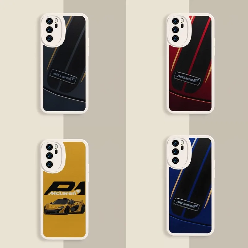 

Luxury Sports Car McLaren Phone Case Lambskin For XiaomiRedmi 10 13 11 10A 9A 11x NOTE10 11E 11T Luxury Mobile Cover