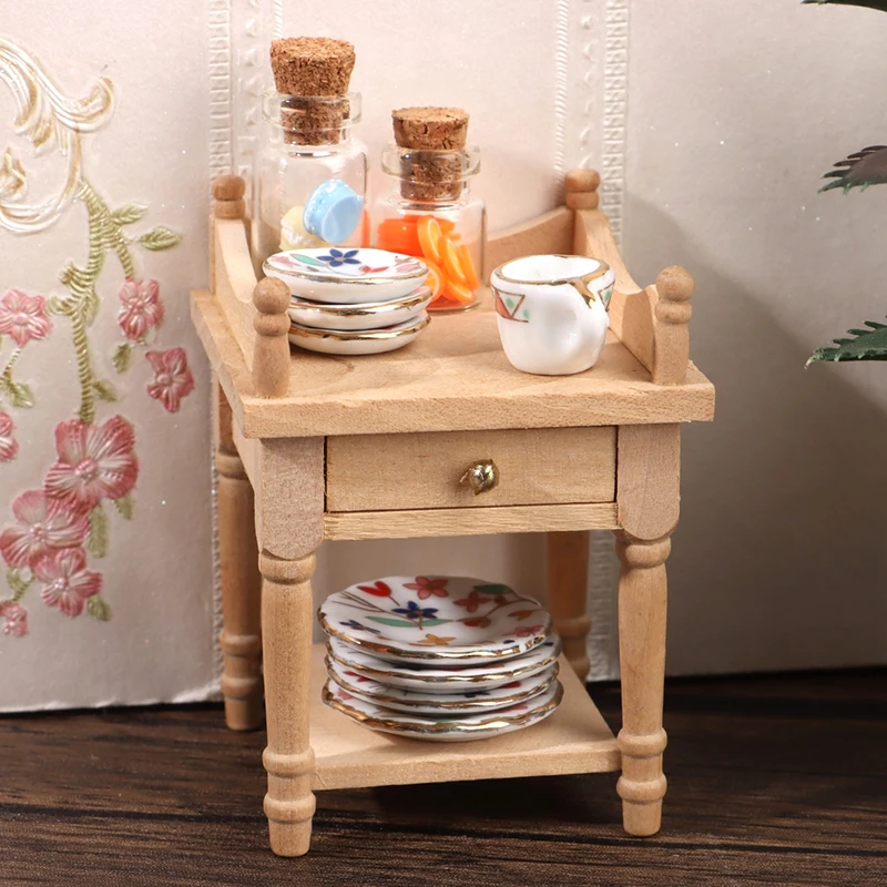 

1pc Dollhouse Miniature Bedside Table Nightstand Storage Cabinet Furniture Model Decor Toy Doll House Accessories