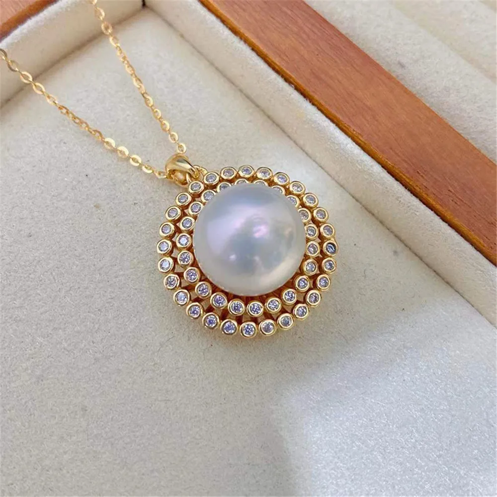 S925 Sterling Silver Pearl Pendant Settings Blank/Base For DIY Pendant Jewelry Making Accessories Suitable for 12-14mm Bead