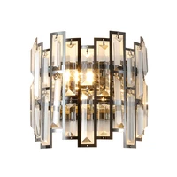 fss modern luxury crystal golden black led wall lamp light for bathroom living room bedroom aisle