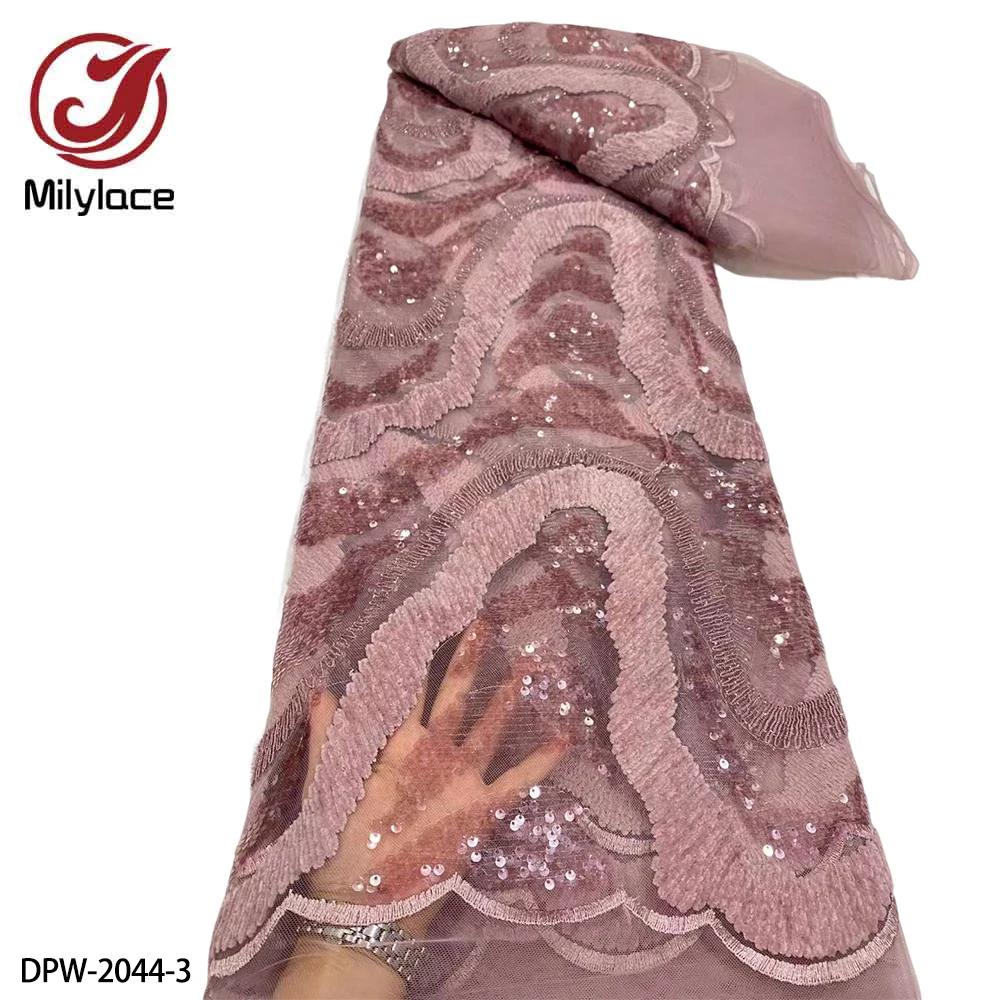 

African Lace Fabric with Sequins New Arrive French Tulle Lace Fabric for Nigerian Lace Fabric 2022 High Quality DPW-2044