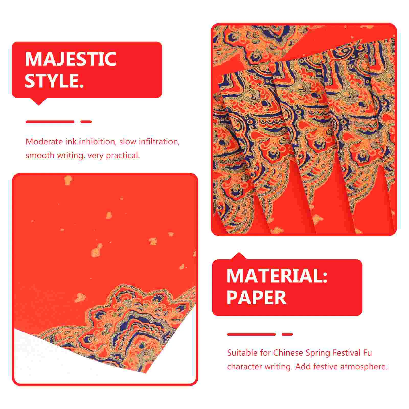 Каллиграфия Рис Красная Бумага Doufang Весенний Фестиваль Прокрутка Китайский