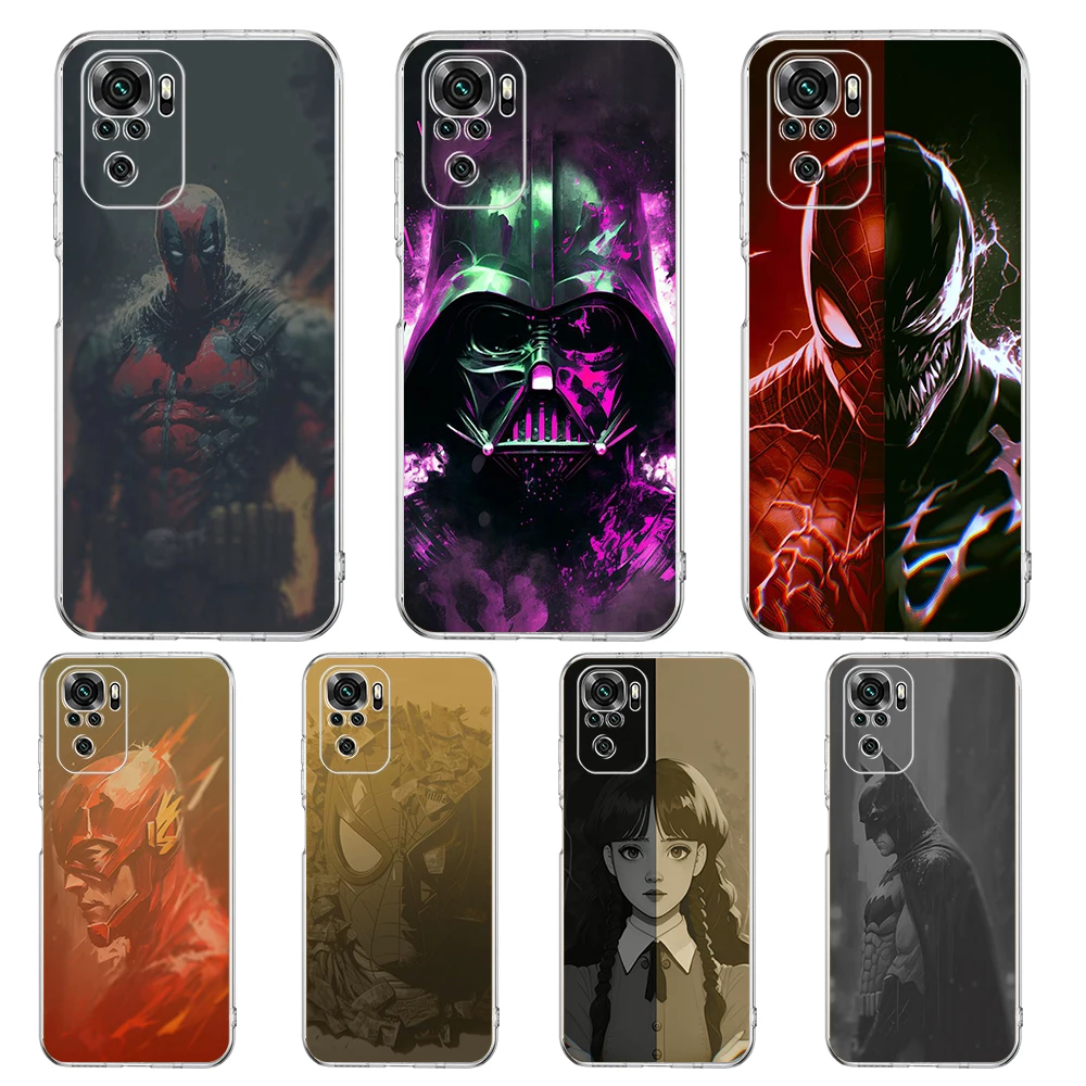 

Cartoon Heroes Transparent Phone Case for Redmi 10c Note 11 11T 8A 9A 9C 8 9 10 K40 Plus 12 Pro 4G Soft Cover Shell Fundas Capas
