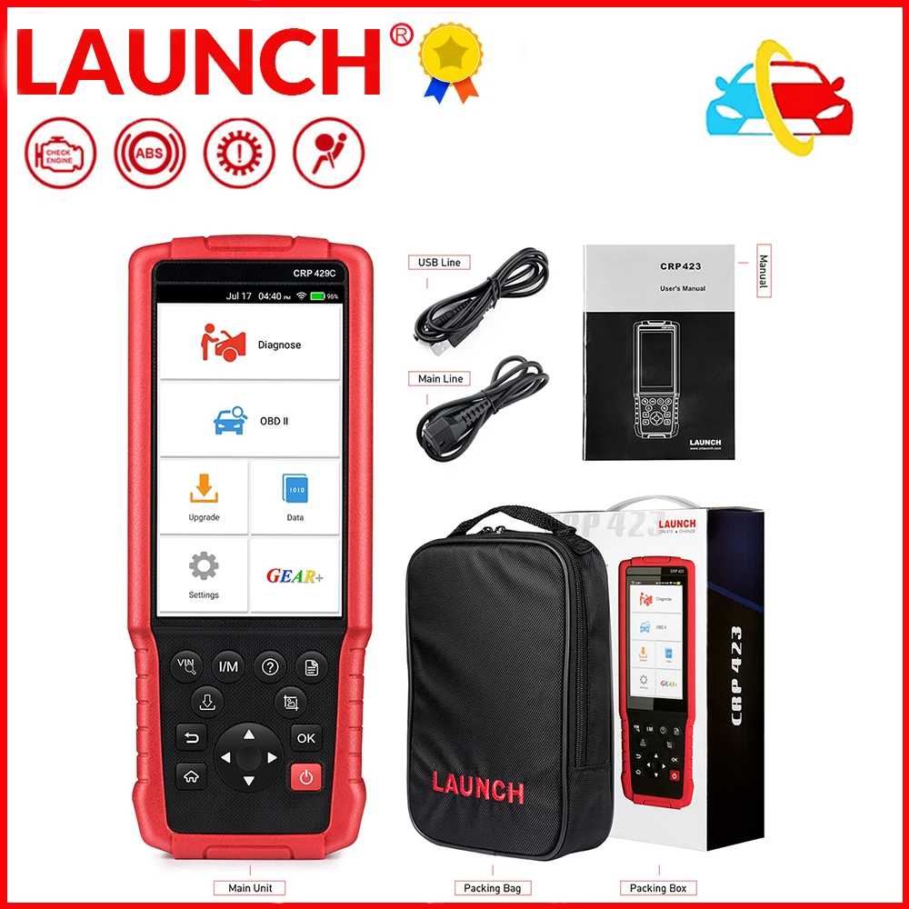 100% оригинальный сканер LAUNCH X431 CRP429C OBD2, CRP 429C OBDII, Автомобильные диагностические инструменты, считыватель кодов автоматического сканирования PK CRP129E, бесплатная доставка
