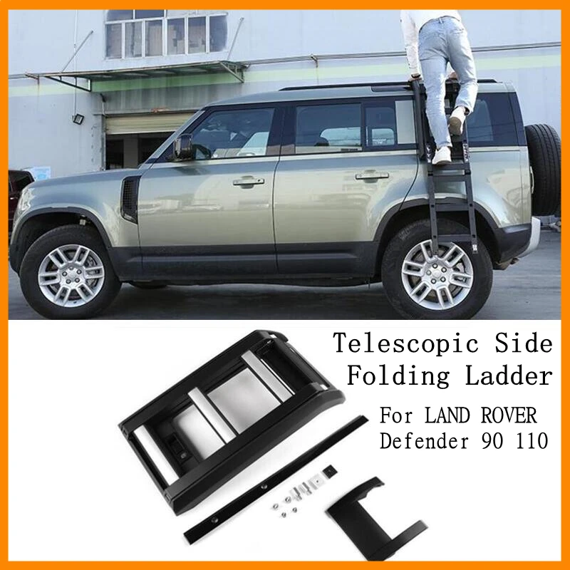 

Telescopic Side Folding Ladder For LAND ROVER Defender 90 110 2020 2021 2022 23 High Quality Aluminum Alloy Top Roof Rack Ladder