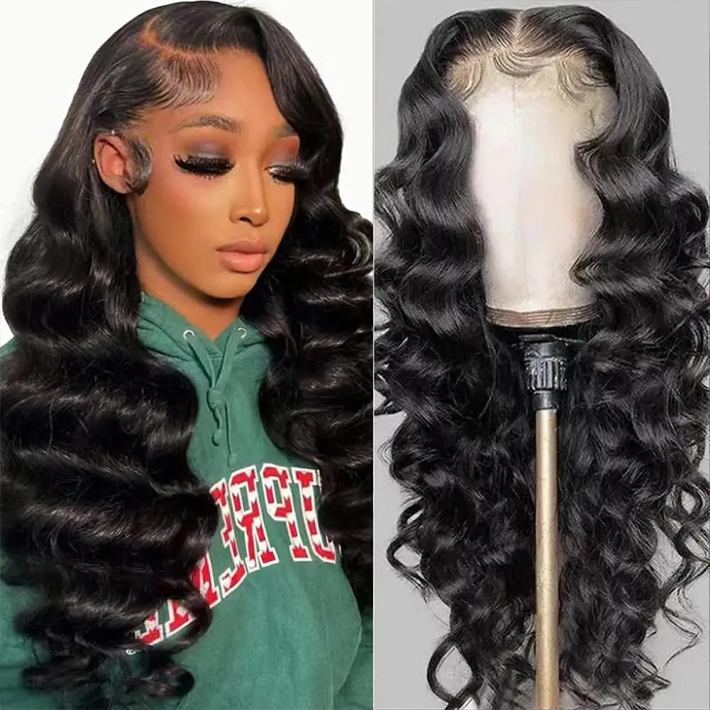 

Loose Deep Wave Wig 13x4 Transparent Lace Wig Glueless Pre Plucked Bleached Knots Bling Remy 13x6 Lace Frontal Human Hair Wigs