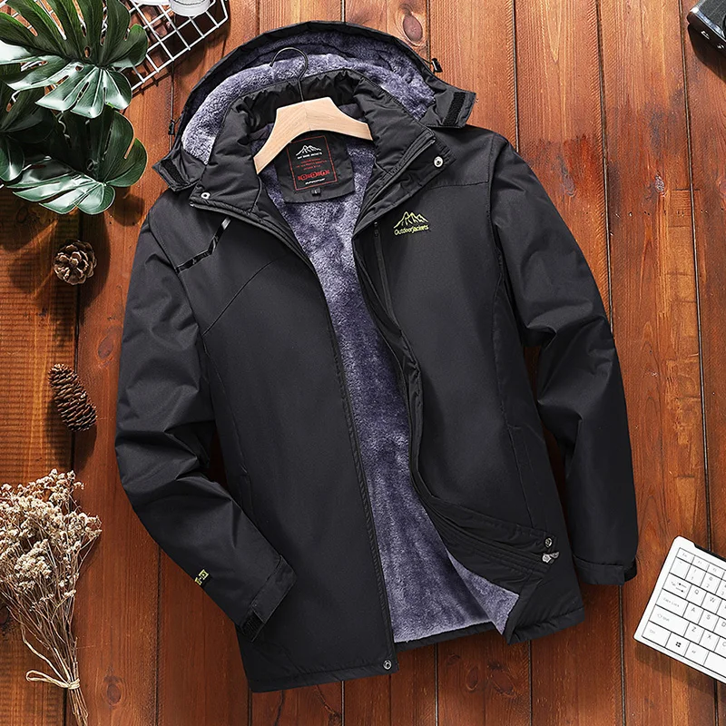 Куртка мужская флисовая водонепроницаемая, толстая ветровка, парка, воздухопроницаемая верхняя одежда, брендовая одежда, 7XL 8XL, зима