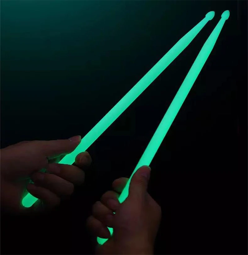 

5A Luminous Drum Stick Blue Green Fluorescent Nylon Drumsticks Glow in The Dark 1 Pair Musical Instruments
