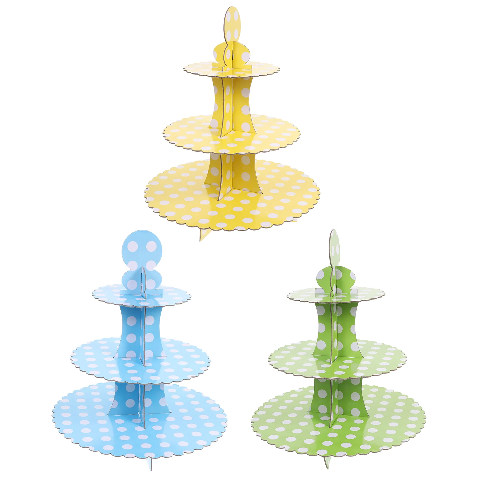

Cake Stand Dessert Rack Display Cupcake Party Tower Paper Tier Tire Three Candy Trays Plates Serve Layers Shelf Snack Wedding