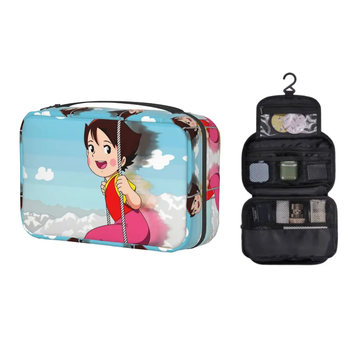 

Funny Heidi Makeup Bag Women Travel Cosmetic Organizer Fashion Cartoon Anime Alps Hanging Storage Toiletry Bags