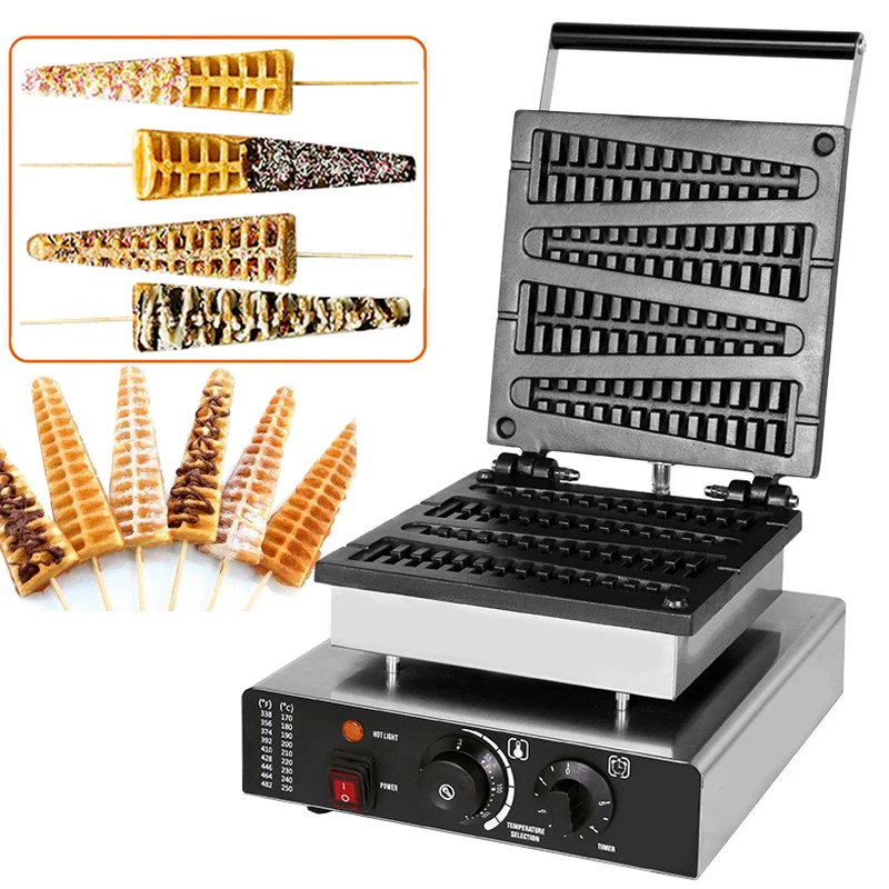 

110V/220V Lolly Cake Maker Pine Shaped Waffle Making Machine Commercial Non-stick Ice Cream Waffle Machine