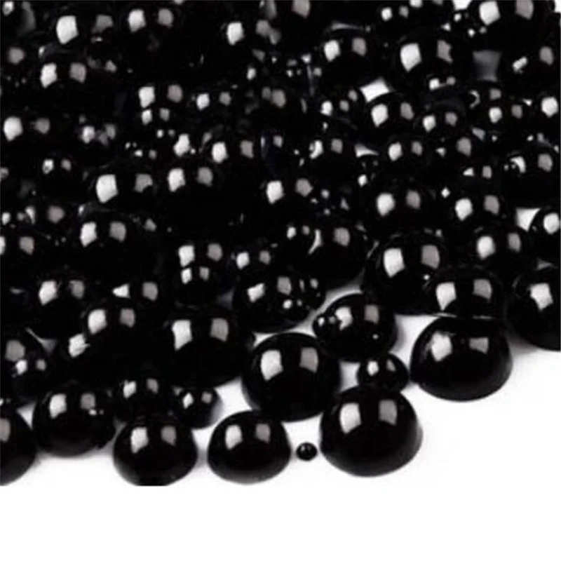 

4 5 6 7 8 10 12 14 16 18 20mm Black Lmitation Pearl Plastic Resin Half Round Flat Back Scrapbook Beads For DIY Decor Making