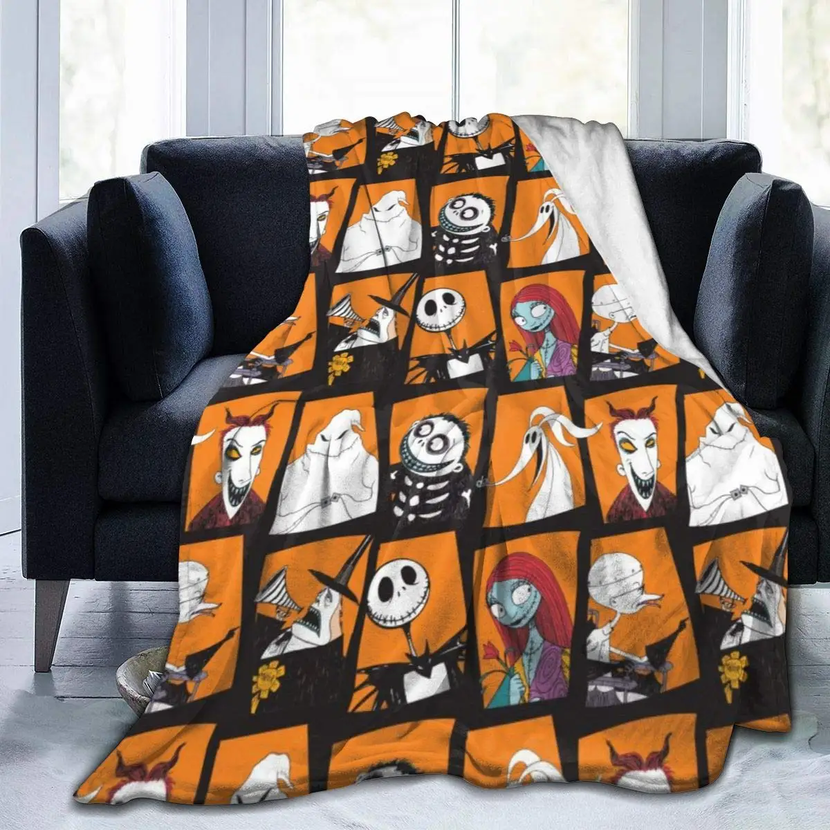 

Manta de franela suave y ligera para cama, manta de pesadilla antes de Navidad para sofá del hogar, 120x150cm
