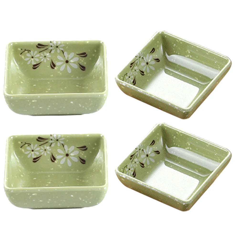 

4 Soy Sauce Dish Ceramic Square Sauce Dish Condiment Dish Side Dish Bowls Sauce Bowls 2 Oz