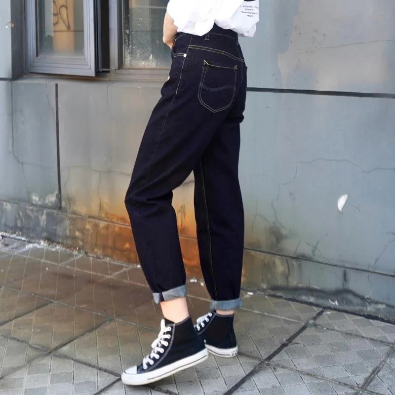 

Модные джинсовые брюки, женские джинсы, Свободные мешковатые брюки с высокой талией, модель 2022 года, большие размеры, длинные женские джинсы...