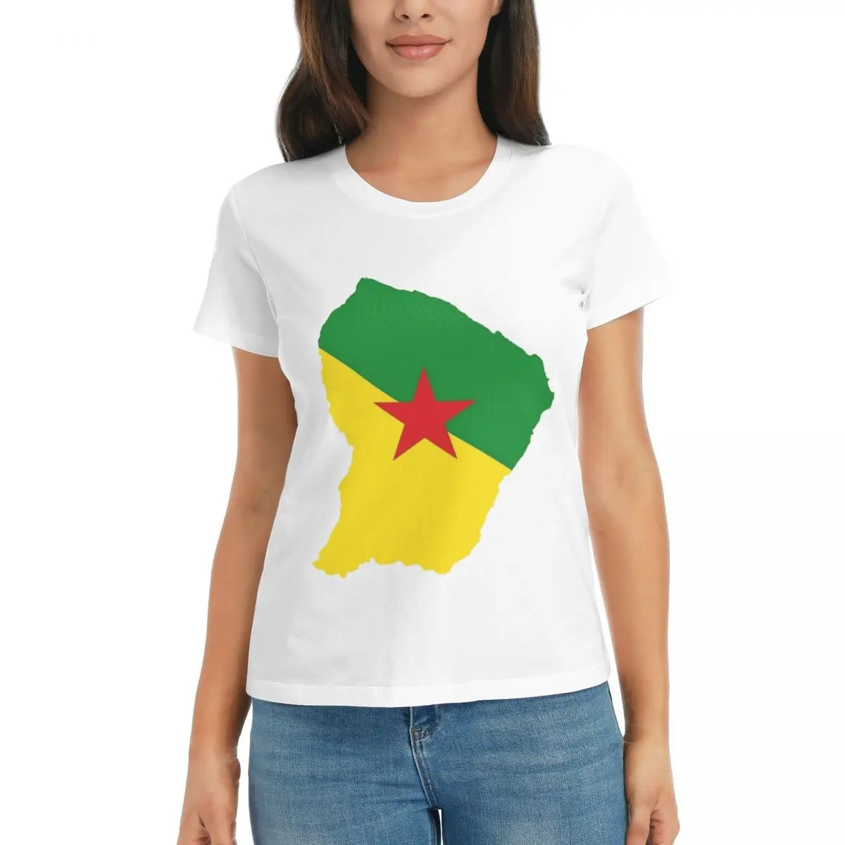 

French Guiana Flag Flag Of French Guiana Move Tees Top quality Fitness White Graphic USA Size
