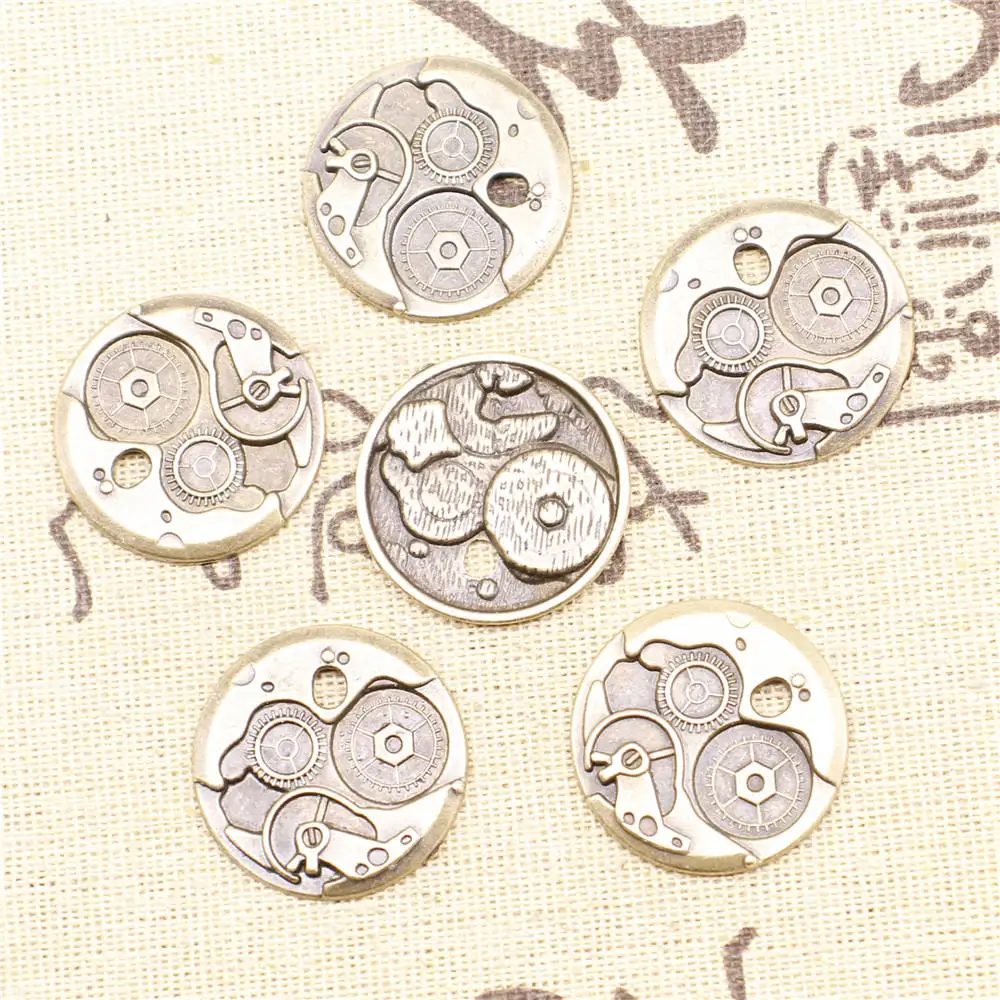 

Round Gear Charms Craft Women Pendant Diy 25X25mm Antique Bronze Color 10 Pieces