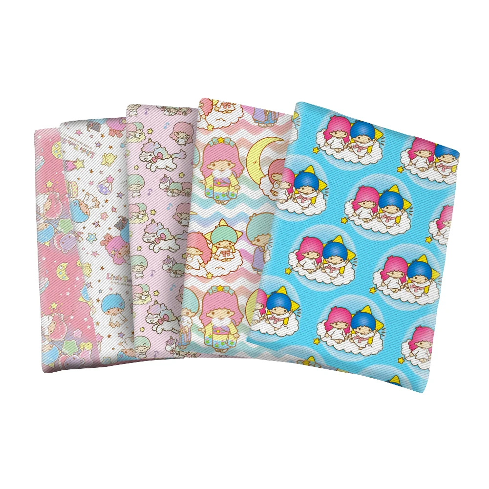 

50*145CM Cute Little Star Twins Polyester Cotton Printed Fabric for Kids Clothes Hometextile Curtain Cushion Cover DIY