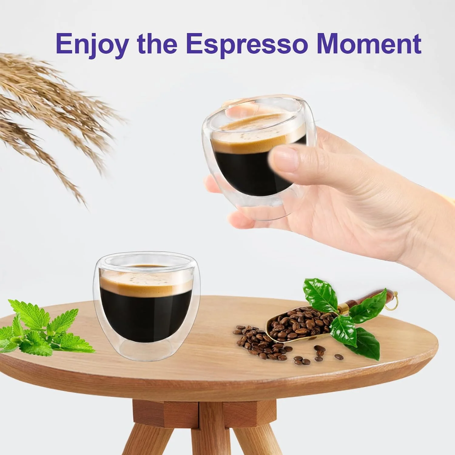 Чашки для эспрессо с двойными стенками (набор из 2 шт.) стеклянные кружки кофе Expresso