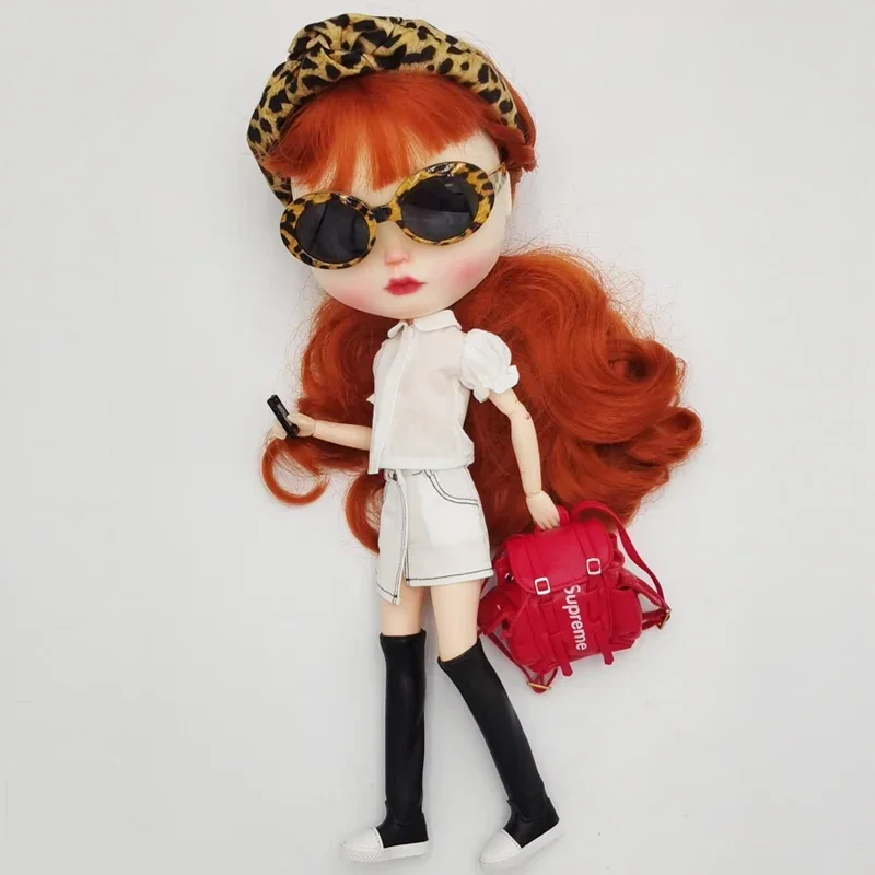 Одежда для кукол Blythe белая рубашка джинсы короткое платье кукольных сапог обувь